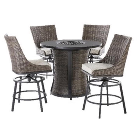Living Accents Sterling 5 pc Black Steel High Dining Fire Pit Set