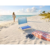 Rio Brands 1-Position Blue/White Beach Chair