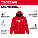 Milwaukee FreeFlex XXL Long Sleeve Unisex Hooded Hoodie Red