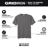 Milwaukee Gridiron XXL Short Sleeve Men's Round Neck Gray Tee Shirt