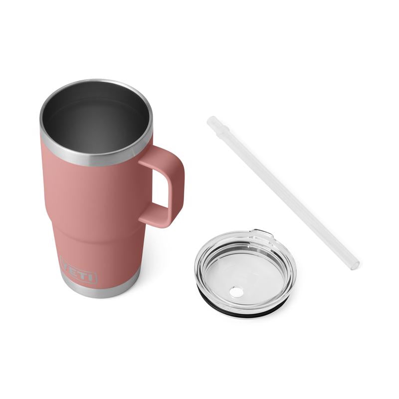 YETI Rambler 25 oz Sandstone PInk BPA Free Straw Mug