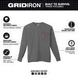 Milwaukee Gridiron L Long Sleeve Men's Round Neck Gray Tee Shirt