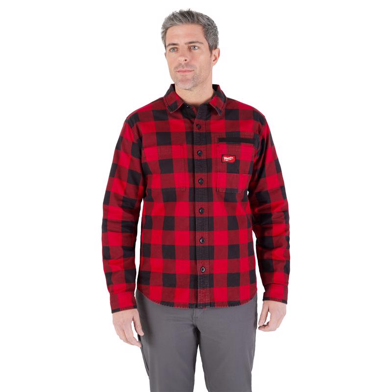 FLANL SHRT COLLARD RED M