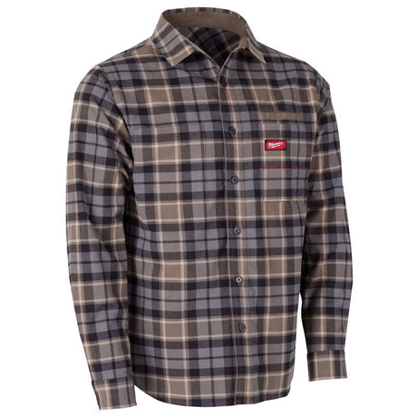 Milwaukee Gridiron XXL Long Sleeve Men's Collared Gray Flannel Shirt