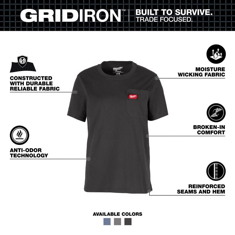 Milwaukee Gridiron L Short Sleeve Women's Round Neck Black Tee Shirt