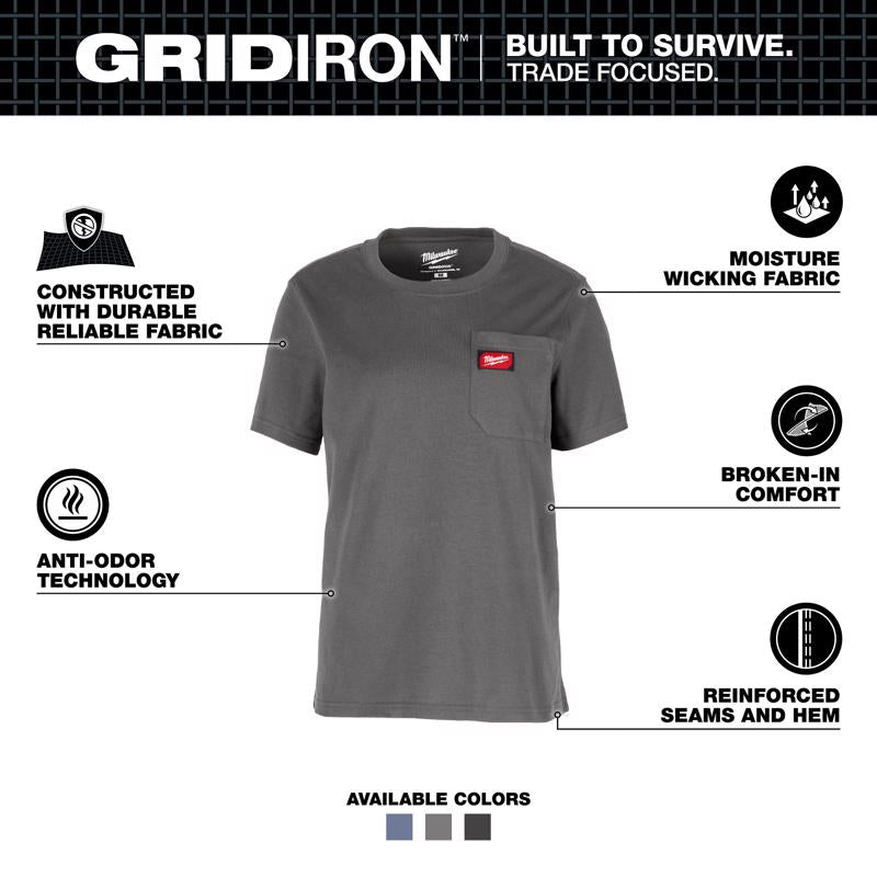 Milwaukee Gridiron L Short Sleeve Women's Round Neck Gray Tee Shirt