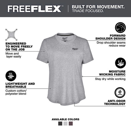 Milwaukee Freeflex M Short Sleeve Women's Round Neck Gray Tee Shirt