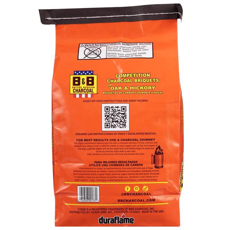 B&B Charcoal All Natural Hickory and Oak Charcoal Briquettes 8.8 lb
