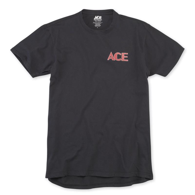 Ace Vintage Threads L Long Sleeve Unisex Crew Neck Black Tee Shirt