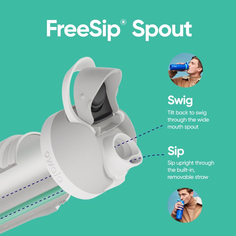 Owala FreeSip 40 fl. oz. Shy Marshmallow BPA Free Water Bottle with Spout Lid