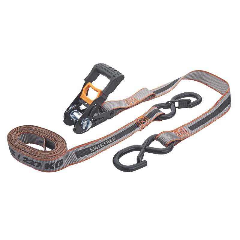 Keeper KwikFeed 1 in. W X 12 ft. L Gray Ratchet Tie Down 500 lb 2 pk