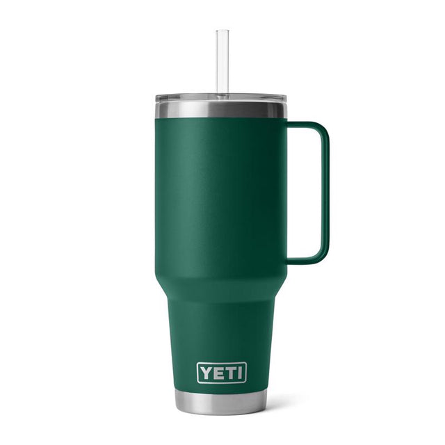 YETI Rambler 42 oz Black Forest Green BPA Free Straw Mug