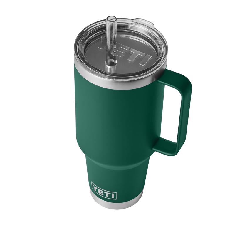 YETI Rambler 42 oz Black Forest Green BPA Free Straw Mug