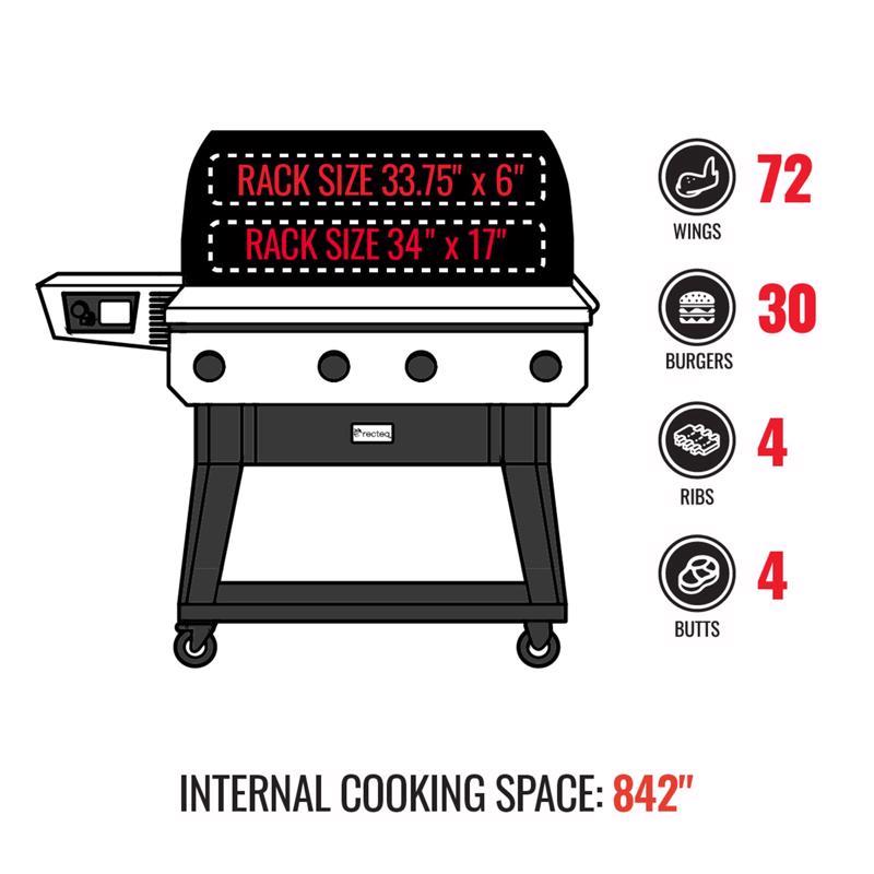 Recteq X-Fire Pro 825 RT-825XF Wood Pellet WiFi Grill and Smoker Black/Silver