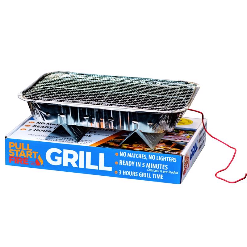 Pull Start Fire 13 in. Charcoal Disposable Grill Silver