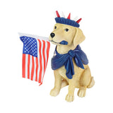 Exhart Multicolored Resin 10 in. H Dog with USA Flag Statue