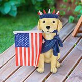 Exhart Multicolored Resin 10 in. H Dog with USA Flag Statue