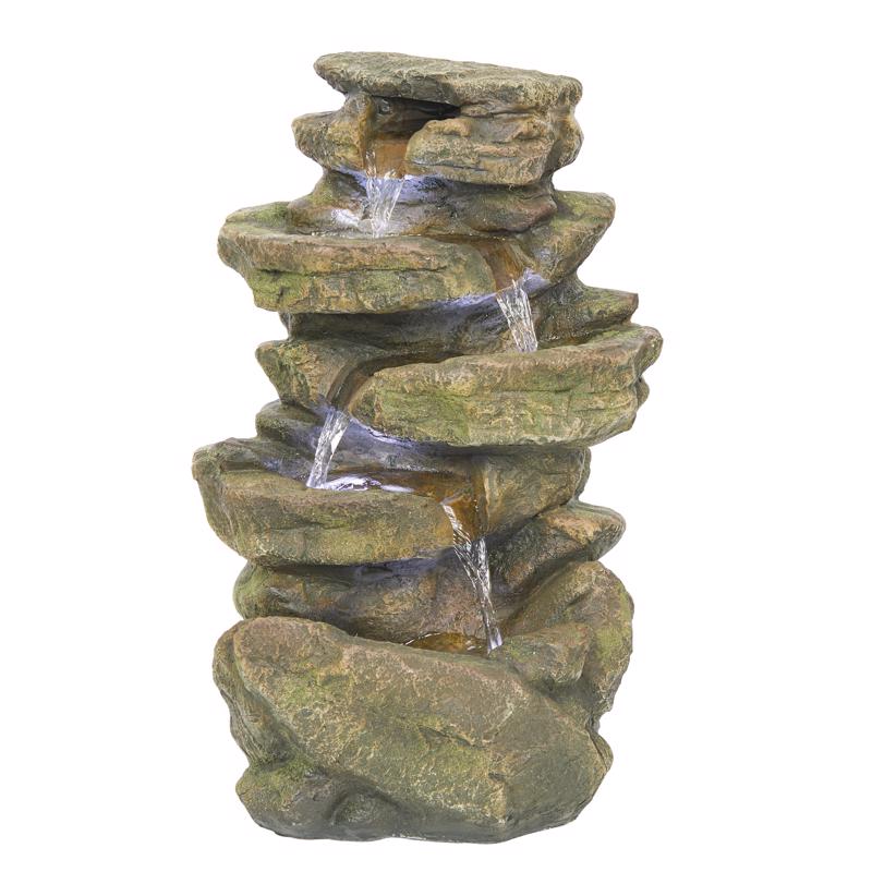 Alpine Polystone Multi-color Fountain with LED Light