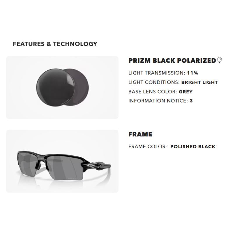 Oakley Flak 2.0 XXL Men's Polished Black Frame Prizm Black Lens Polarized Sunglasses