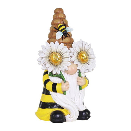 Exhart Assorted Resin 11 in. H Beekeeper Gnome Solar Statue