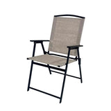 Living Accents Black Steel Frame Foldable Chair Tan