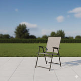 Living Accents Black Steel Frame Foldable Chair Tan