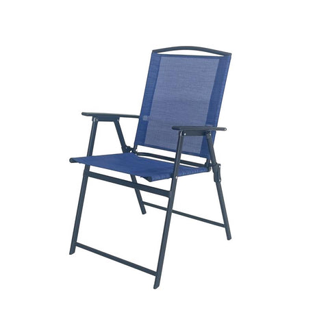 Living Accents 1-Position Blue Sling Folding Chair