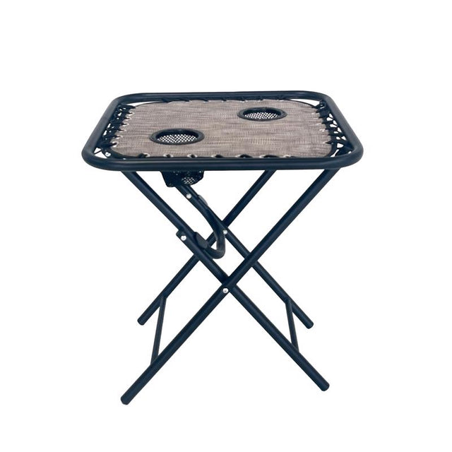 Living Accents Taupe Square Oxford Fabric Bungee Side Table