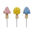 Alpine Multicolored Ceramic 11 in. H Mushroom Planter Stake