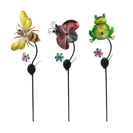 Alpine Multicolored Glass 37 in. H Solar Garden Stake