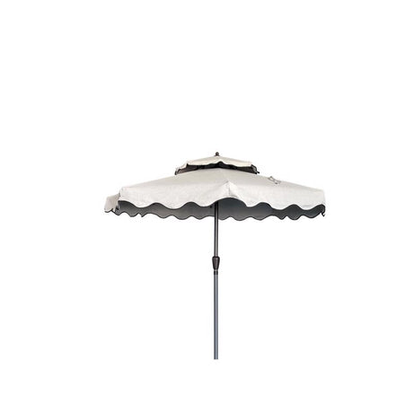 Living Accents Scalloped 9 ft. Tiltable Tan Patio Umbrella