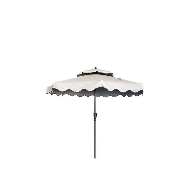 Living Accents Scalloped 9 ft. Tiltable Tan Patio Umbrella