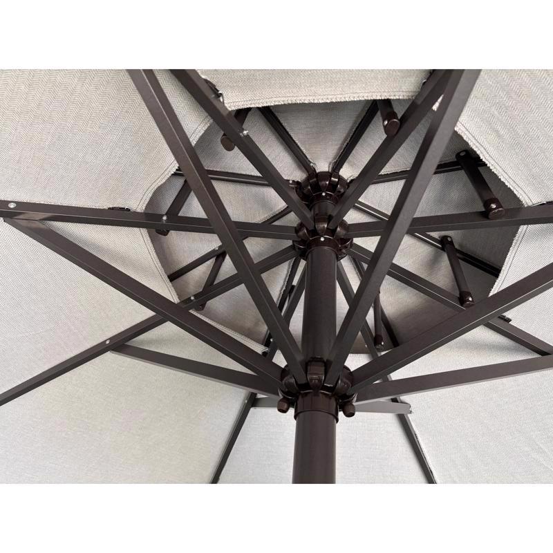 Living Accents Scalloped 9 ft. Tiltable Tan Patio Umbrella