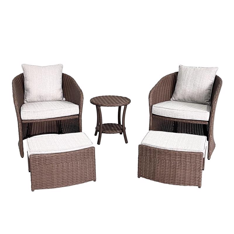 Living Accents Ashton 5 pc Brown Steel Casual Chat Set Gray Reversible Cushion