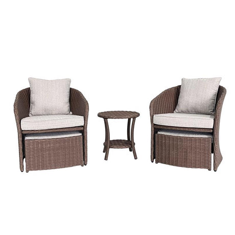 Living Accents Ashton 5 pc Brown Steel Casual Chat Set Gray Reversible Cushion