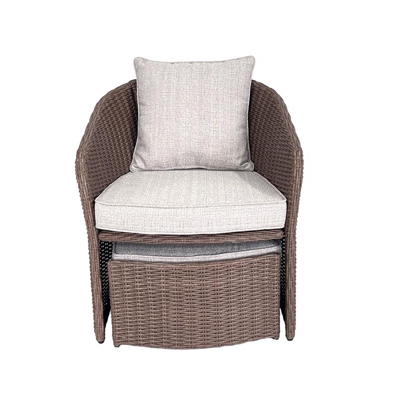 Living Accents Ashton 5 pc Brown Steel Casual Chat Set Gray Reversible Cushion