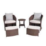 Living Accents Ashton 5 pc Brown Steel Casual Chat Set Gray Reversible Cushion