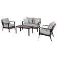 Living Accents Rhett 4 pc Black Steel Contemporary Patio Set Tan