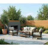 Living Accents Rhett 4 pc Black Steel Contemporary Patio Set Tan