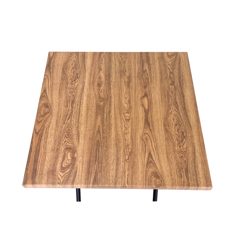 Living Accents Wood Grain Beige Square Metal Folding Side Table