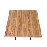 Living Accents Wood Grain Beige Square Metal Folding Side Table