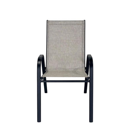 Living Accents Tan Sling Black Steel Frame Stackable Dining Chair