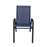 Living Accents Blue Sling Black Steel Frame Stackable Dining Chair