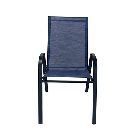 Living Accents Blue Sling Black Steel Frame Stackable Dining Chair
