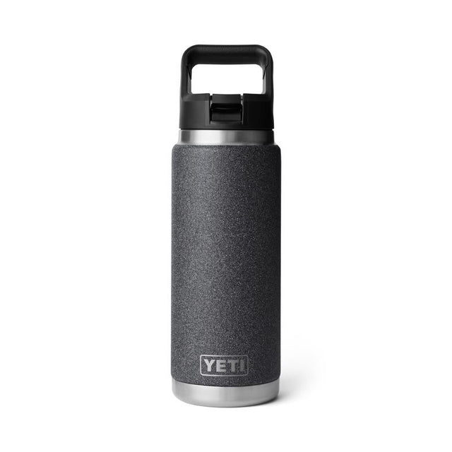 YETI Rambler 26 oz Black Stone BPA Free Bottle with Straw Cap