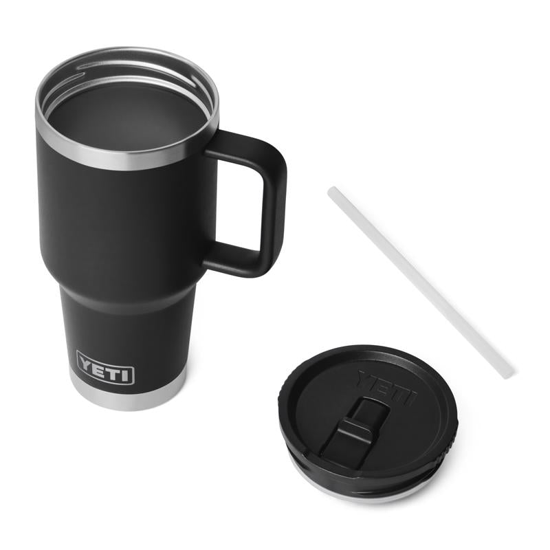 YETI Rambler 30 oz Black BPA Free Travel Straw Mug