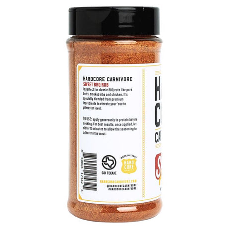 Hardcore Carnivore Sweet BBQ Bar-B-Q Rub/Seasoning 12.25 oz