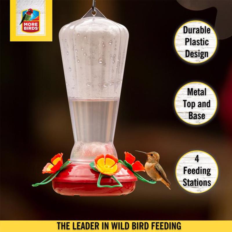 More Birds Hummingbird 25 oz Plastic Nectar Bird Feeder 4 ports