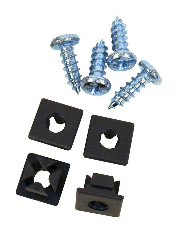 Custom Accessories Black/Silver Metal/Nylon License Plate Fasteners