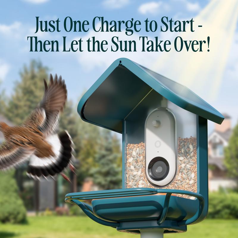 Bird Buddy 4 cups Plastic Perch Extender Smart-Enabled Smart Solar Camera Bird Feeder 1 ports